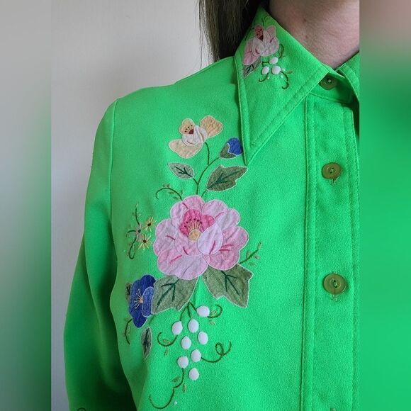 King James California Embroidered Vintage 70s Button Down L - Picture 6 of 15